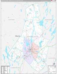 Lewiston-Auburn Metro Area Wall Map Premium Style 2026